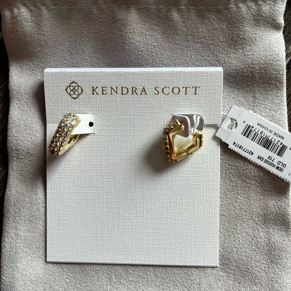 NWT Kendra Scott Gold Demi Crystal Huggie Earring